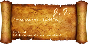 Jovanovity Iván névjegykártya